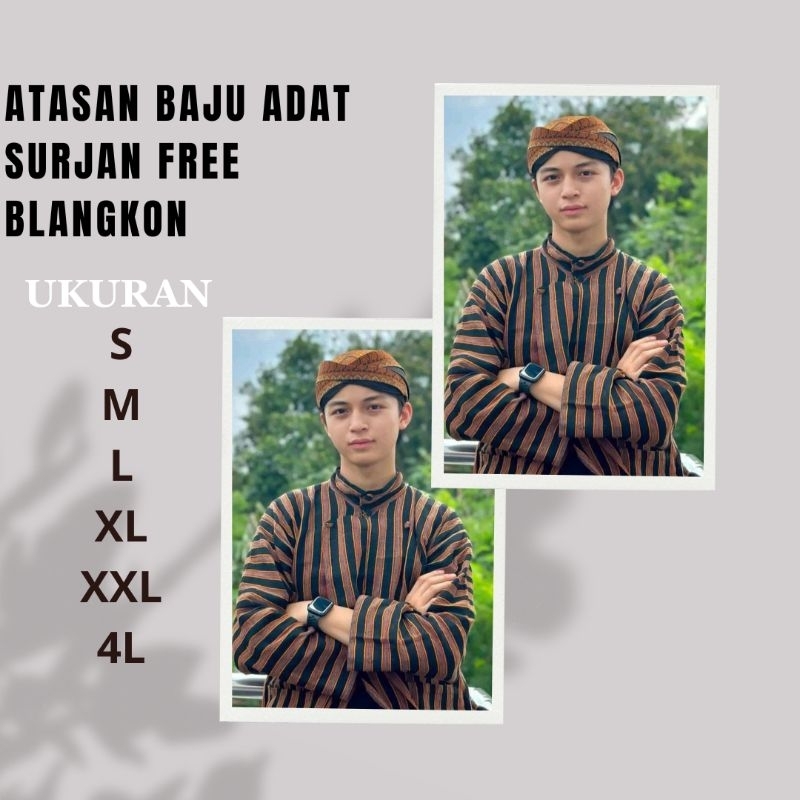 Surjan Baju Lurik Atasan Pria Dan Kutubaru Wanita - Baju Surjan Lurik Jumbo XXXXL / 4L  Baju Adat Ja