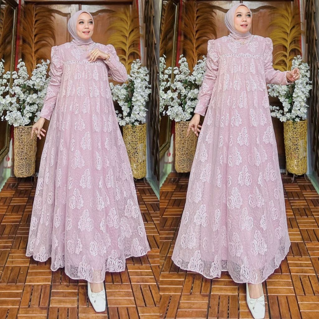 RJ3 HAIFA GAMIS BRUKAT MAWAR VOLL2 COUPLE IBU DAN ANAK by OHC
