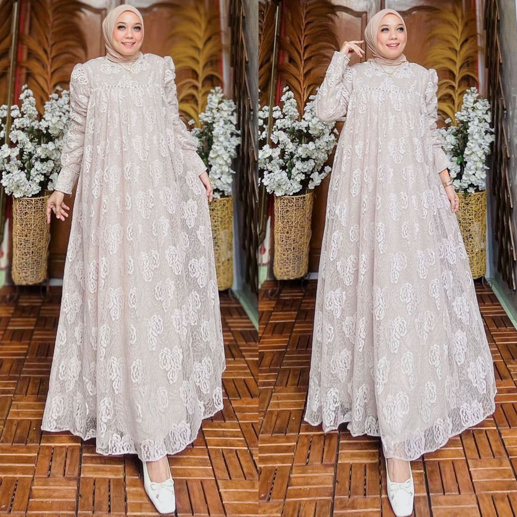 iu8 HAIFA GAMIS BRUKAT MAWAR VOLL2 COUPLE IBU DAN ANAK by OHC