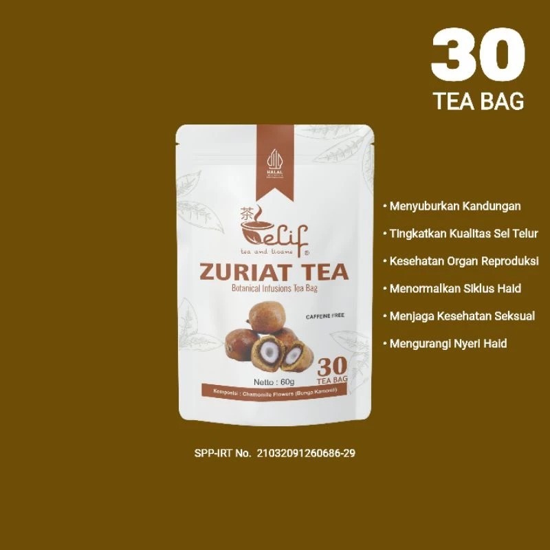 

ELIF TEA AND TISANE Zuriat Tea |Teh Buah Zuriat |Teh Promil|Botanical Infusions Tea Bag | 30 Tea Bag