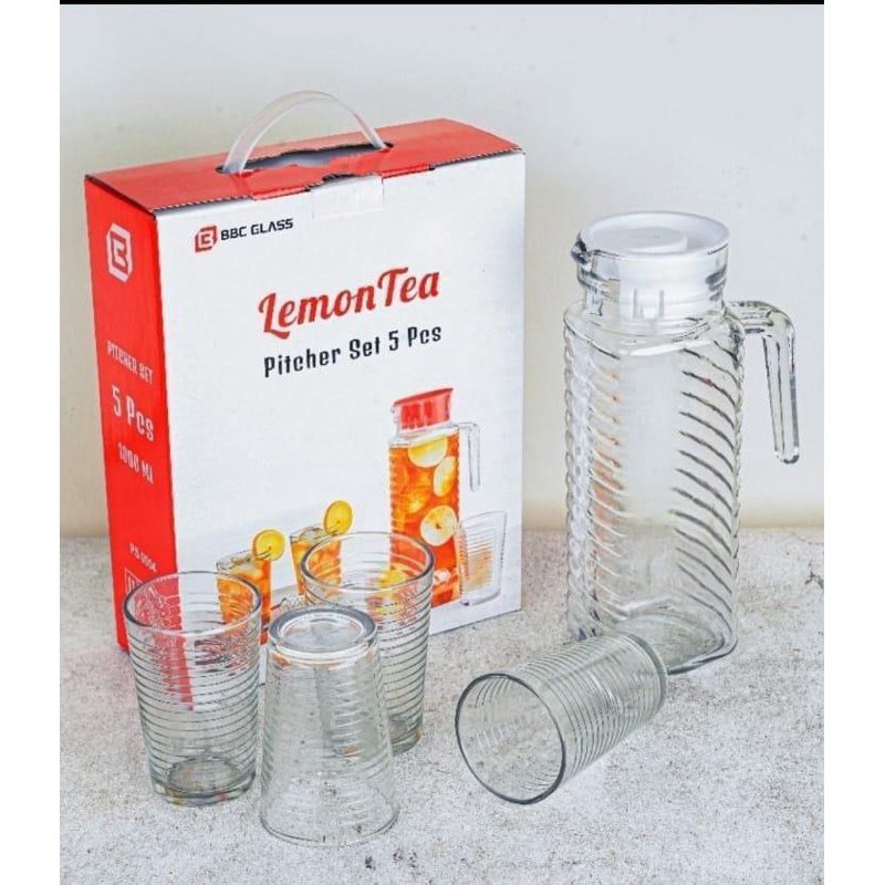 Teko set Lemontea bahan kaca tebal