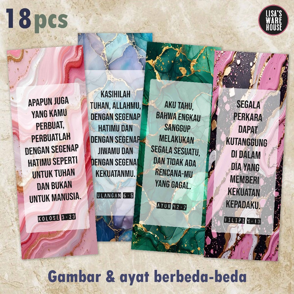 

18 Pcs Pembatas Alkitab Remaja Premium Edisi : Marble 01