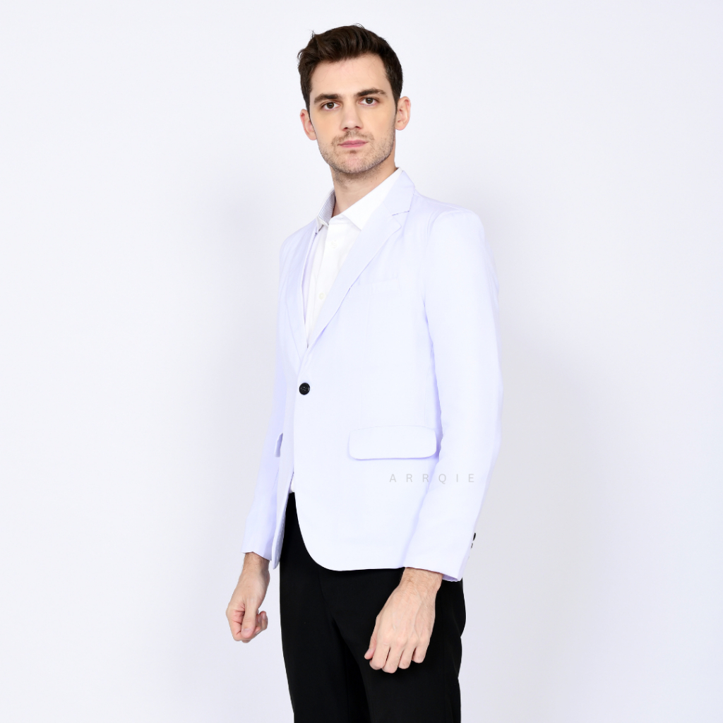 Jas Pria Formal Model Slim Fit Warna Putih Bersih Bahan Lembut Nyaman Dipakai Blazer Pria Original