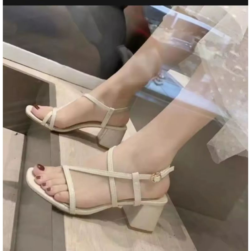 SANDAL HAK TAHU 5 CM MATRIX'S SILANG GESVER TALI BELAKANG HEELS WANITA CHUNKY GELANG DUBAY PREMIUM M