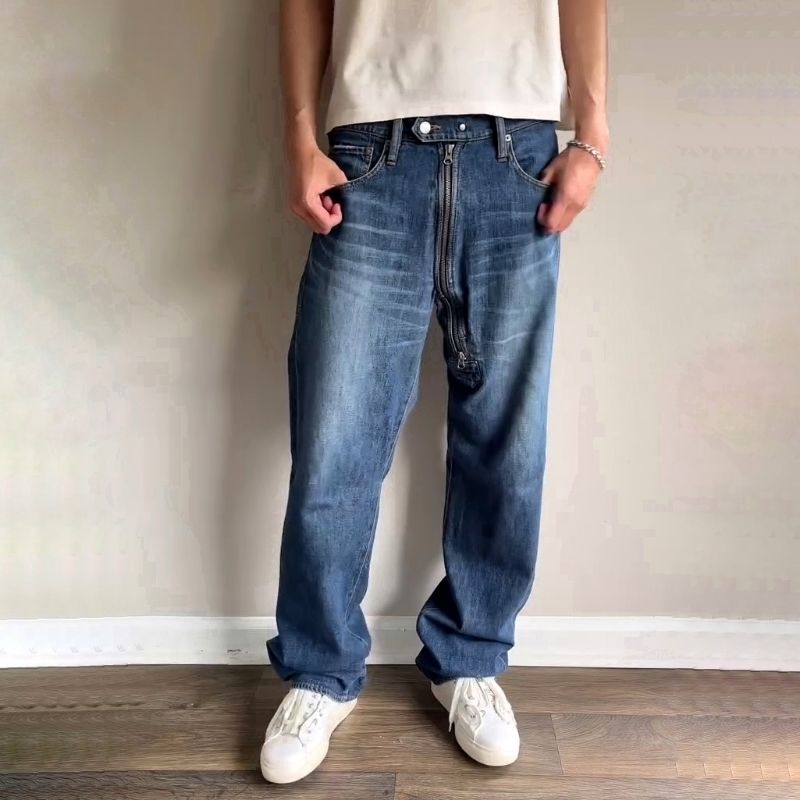 Cabane de Zucca by Issey Miyake "Asymmetrical Zipper Fly" Jeans Pants
