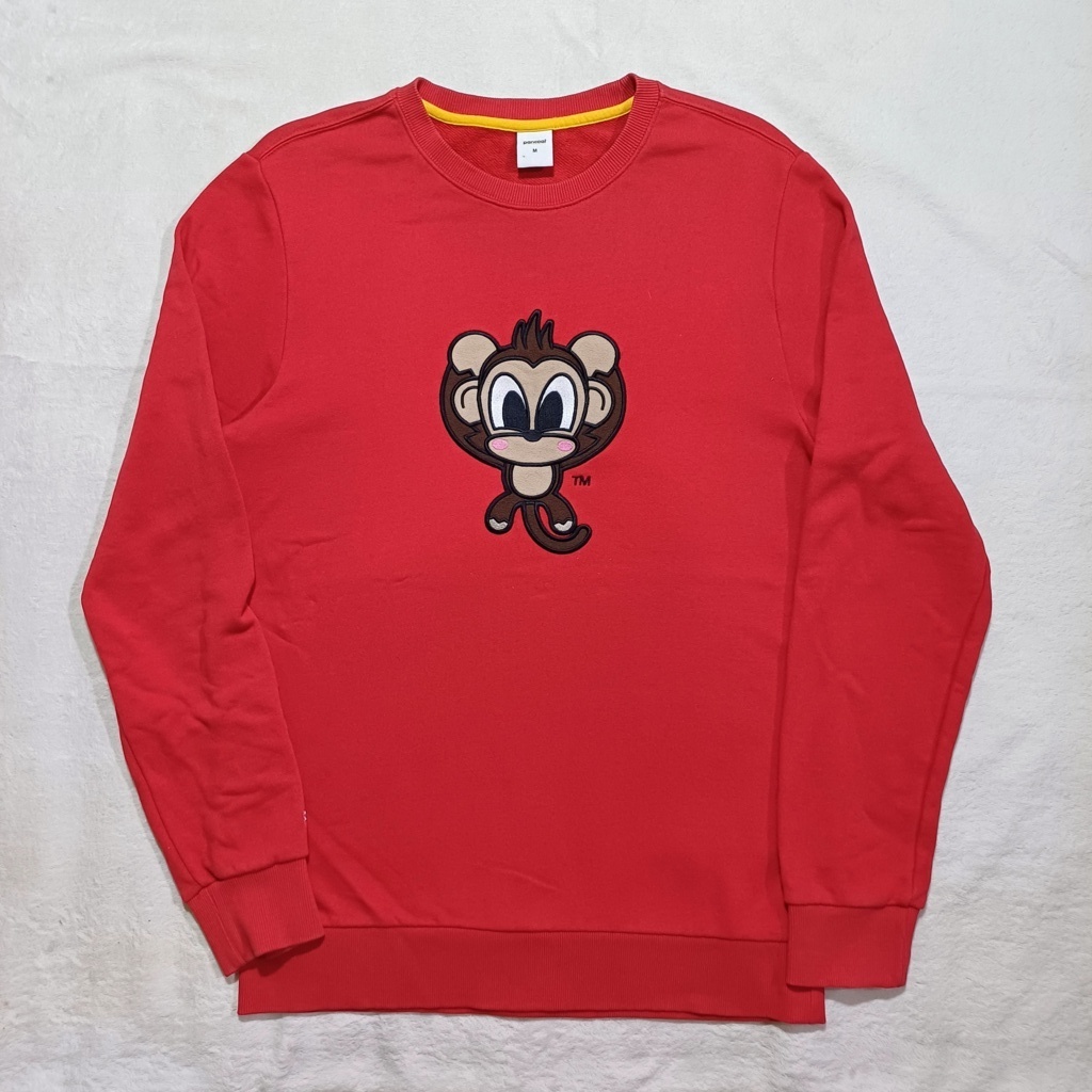 CREWNECK PANCOAT MONKEY ORIGINAL, SIZE M - L (SECOND BRANDED) MERAH PEKAT, PT32