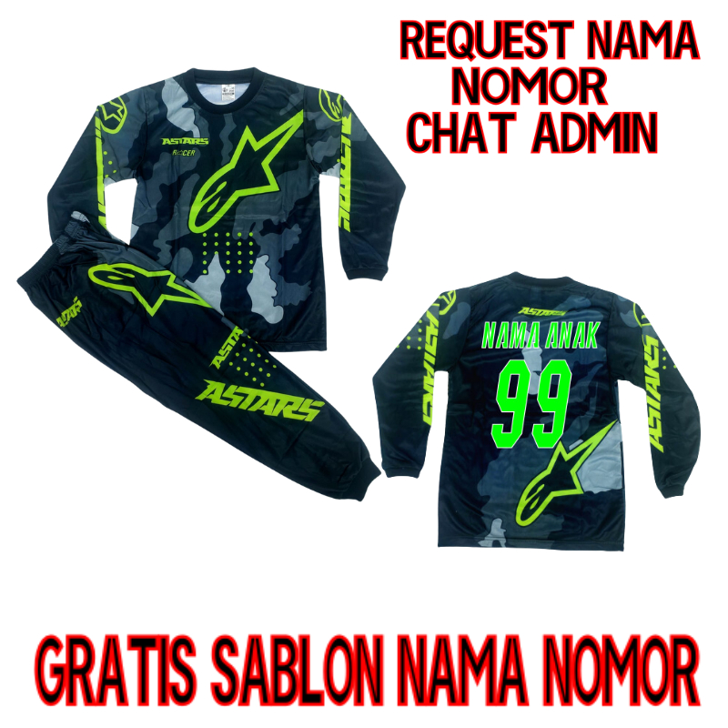 Jersey motor cross/setelan baju cross/baju balap motor anak