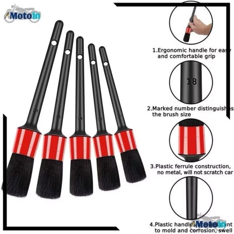 5pcs Sikat cuci mobil motor kuas mobil kuas motor interior celah sikat pembersih kuas detailing