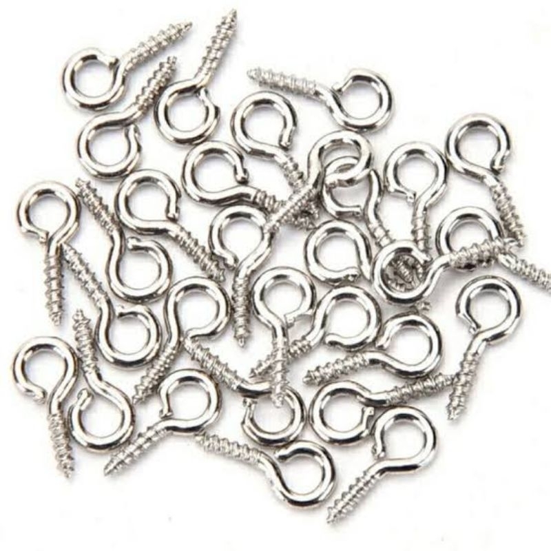 20gr Paku Ulir Sekrup Skrup 8mm 10mm Nickel Gantungan Kunci Keychain Clay Resin Aksesoris