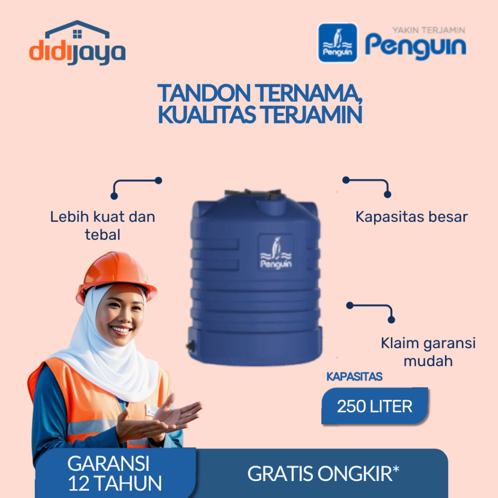 Tandon Air Blow Tank Penguin TW 25 250 Liter | Toren Air | Tangki Air Blow Tank Penguin Bergaransi