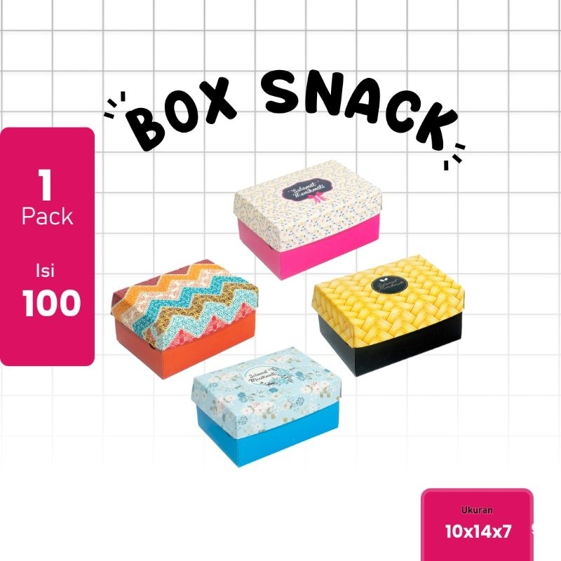 100 pcs / 10x14 / Box Snack Cantik / Dus Kue Cantik / Box Kue / 310 gr AQT