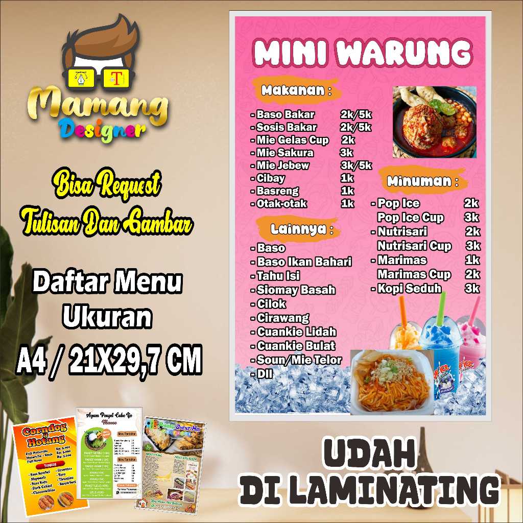 

Cetak Poster Daftar Menu Untuk Warung Bahan Kuat