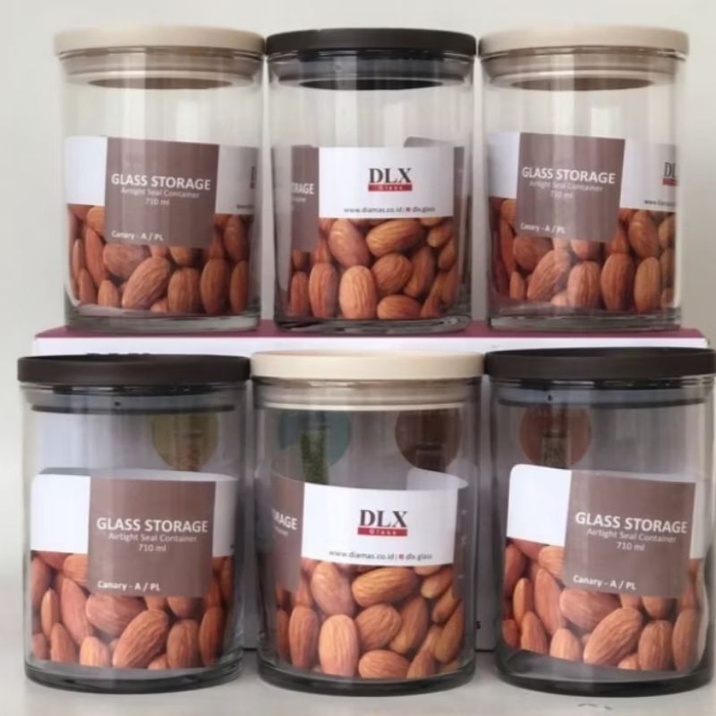 1 Pcs 710ml Toples Kaca Canary A Tutup Plastik Kedap Udara /Toples Kopi Toples Makanan