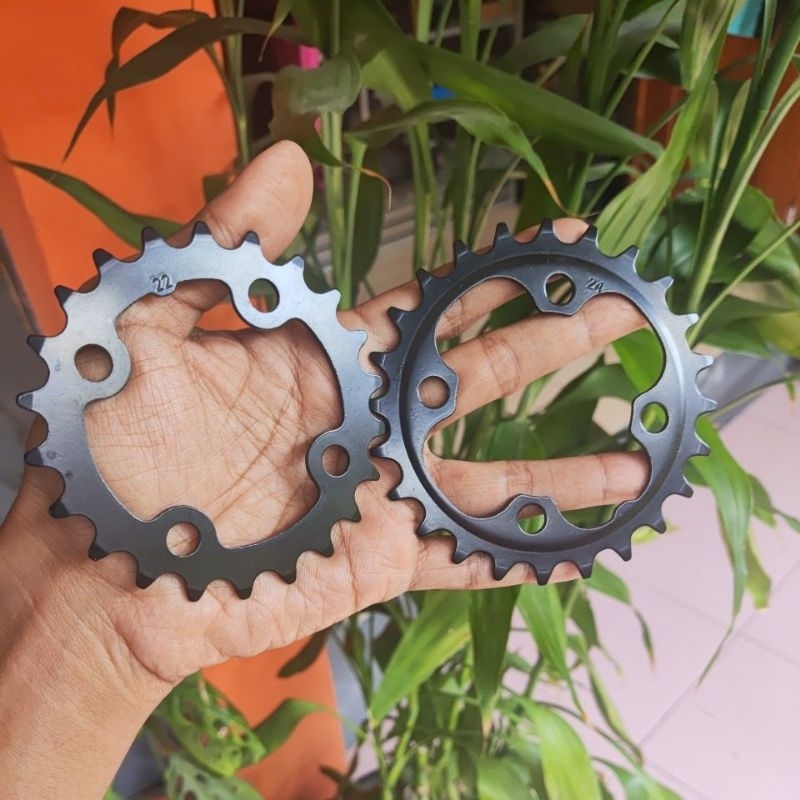 chainring 22t 24t bcd 64 mm gear rasio depan sepeda mtb chainring besi