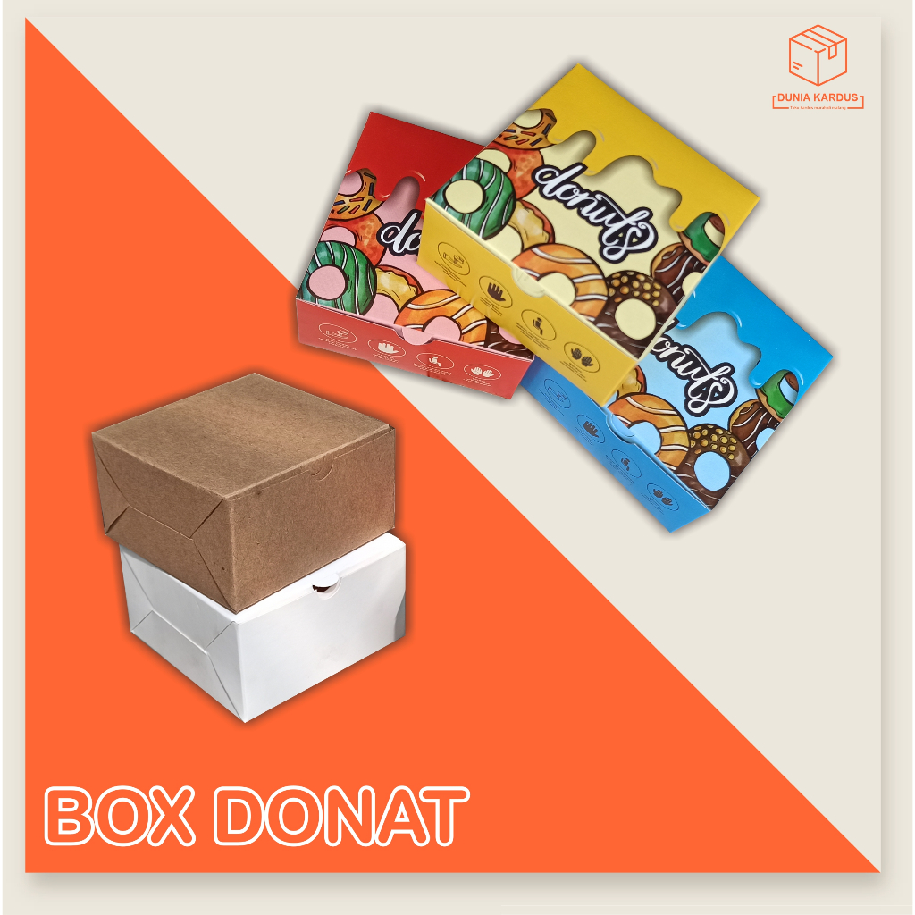 BOX DONAT isi 1 uk: 10x10x5,5 cm / box kue / box cake / box mini rice / lunch box / box dimsum / kar