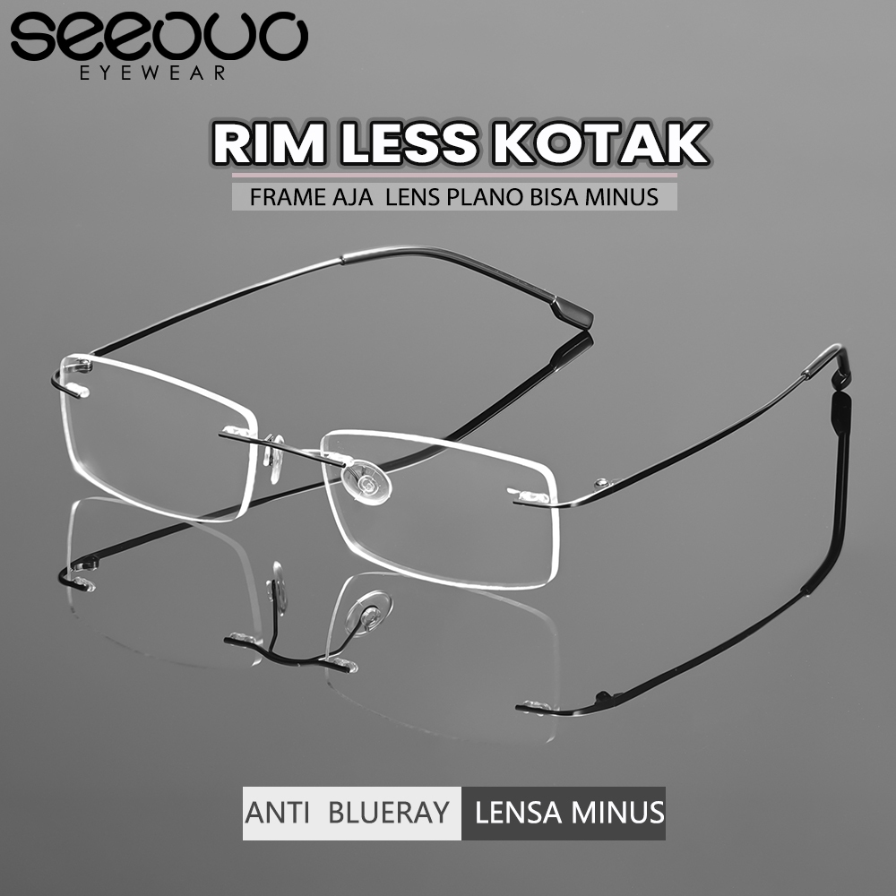 Seeouo Frame Kacamata Plano Lens Fashion Glasses Unisex Bisa Minus Antiradiasi Blueray Photocromic M