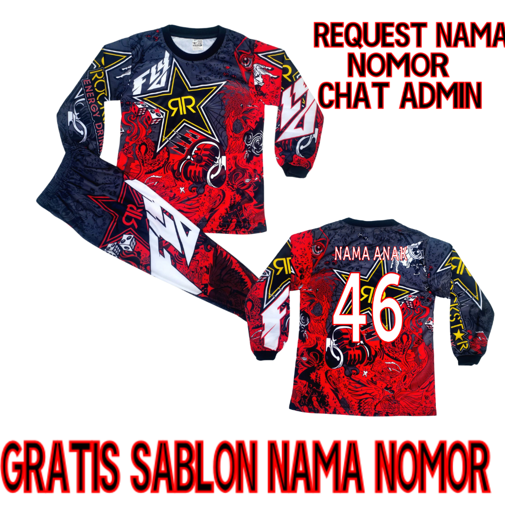 Jersey setelan Baju balap sepeda/setelan baju balap/baju cros Fox anak