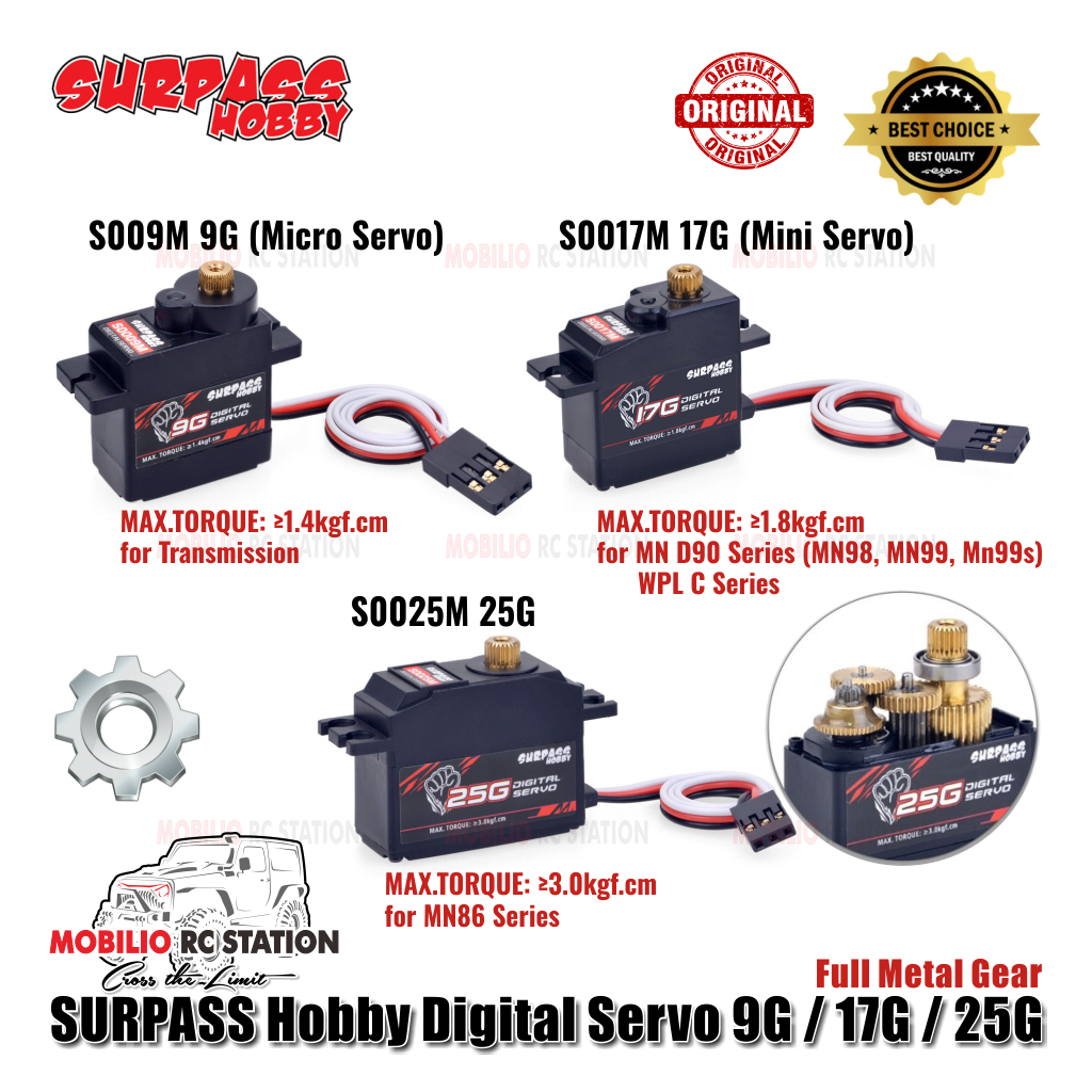 Surpass Hobby Digital Servo 9G / 17G / 25G for Micro Mini Servo RC