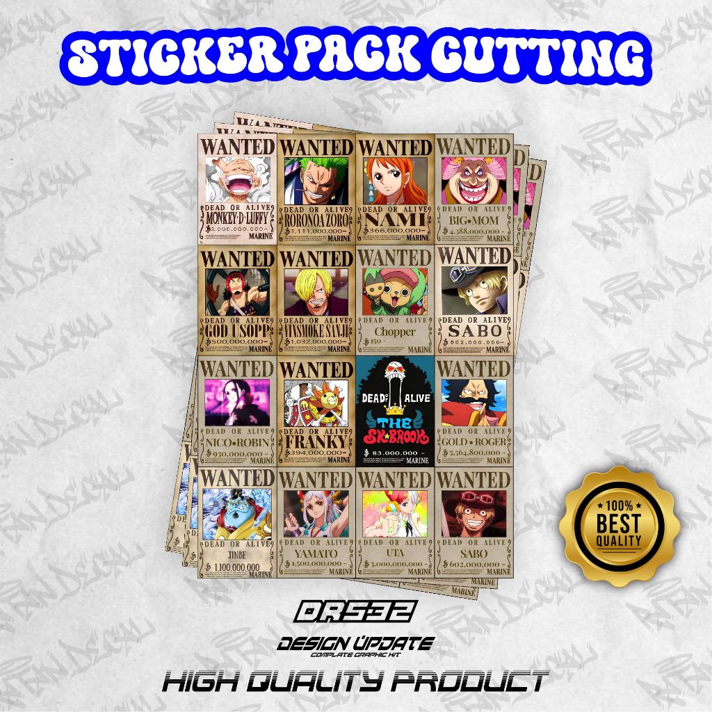 

STICKER PACK CUTTING ANIME ONE PIECE HIGH QUALITY