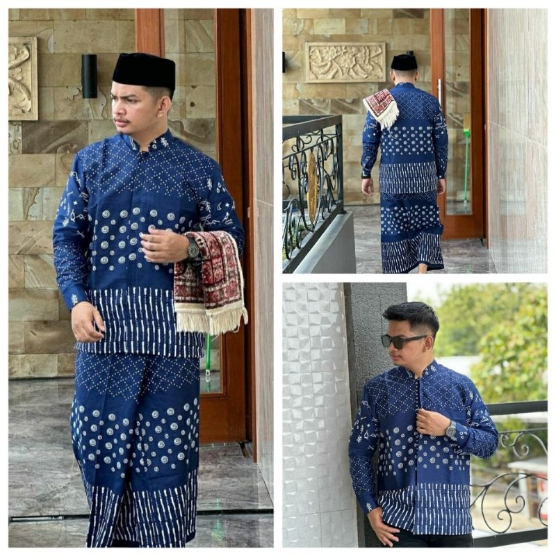 BAJU KOKO SARUNG BATIK PRIA DEWASA, SARKO BATIK PRIA,  SETELAN SATUNG KOKO