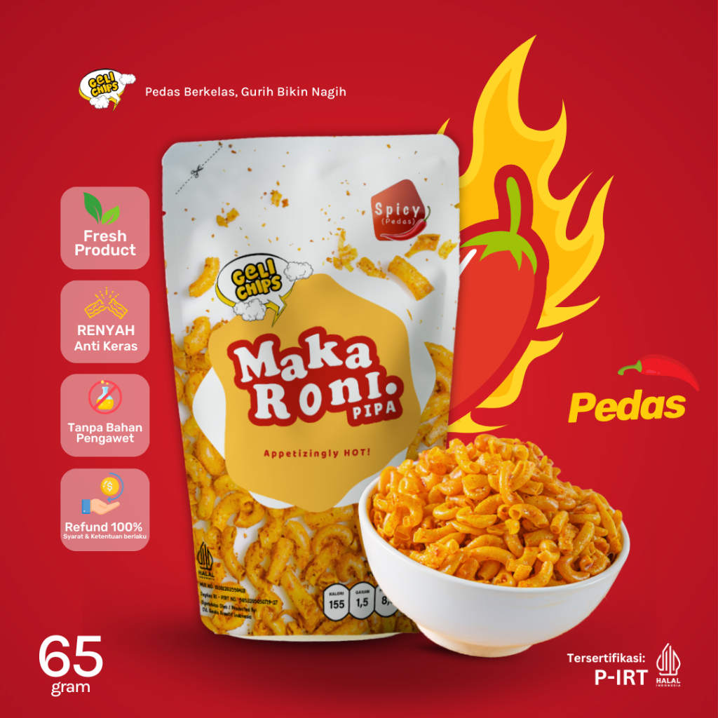 

GELICHIPS - Makaroni Spicy Pedas Gurih 65gr