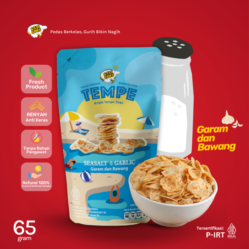 

GELICHIPS - Keripik Tempe Original Sea Salt Garlic Gurih Renyah 50gr