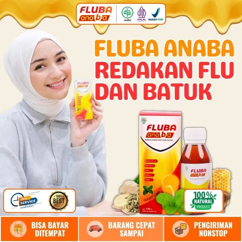 FLUBA ANABA 130ml - 1Box-Meredakan Flu Batuk Anak Original Madu Herbal Obat Flu Batuk Anak Obat Flu 