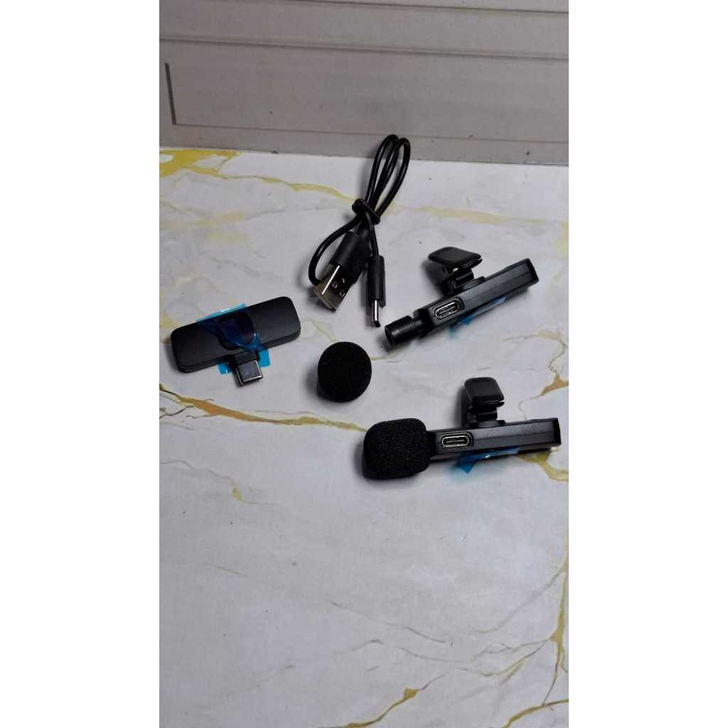 Mic klip on microphone wireless k9 dual mic type C tipe C UNTUK hp android model 2 mic