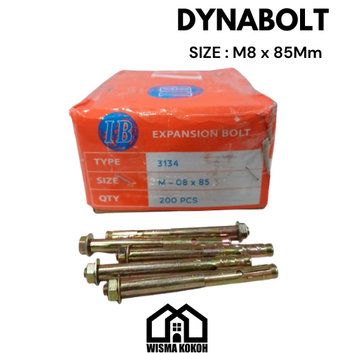 1 DUS (200 PCS) DYNABOLT / BAUT BETON / BAUT TANAM TEMBOK M8X85MM