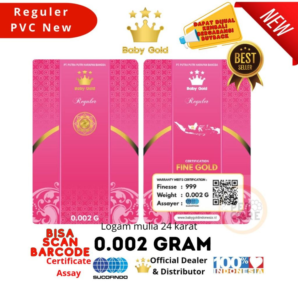 Baby Gold 0.002 Gram New PVC Logam Mulia Emas Murni
