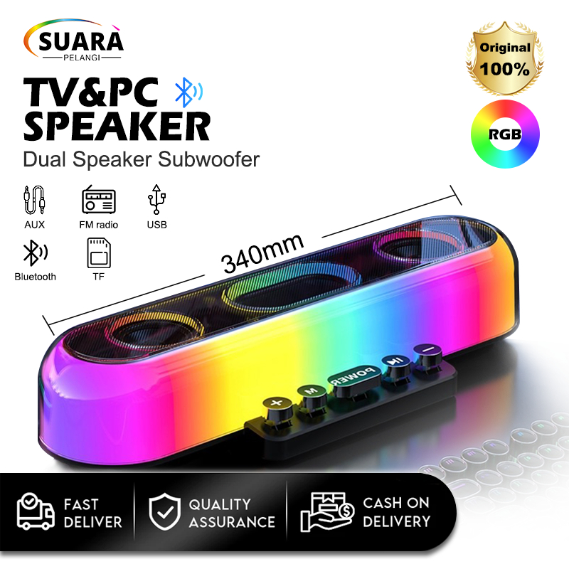 TV/PC BASSSpeaker Bluetooth Soundbar TV Super Bass Samsung Sony Original Aktif Wireless RGB Tombol