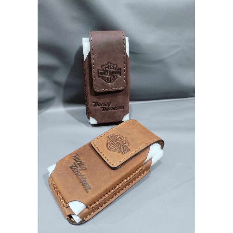 Dompet Hp / Sarung Hp Pria 2 Slot Kulit Asli Crazy horse Original Premium