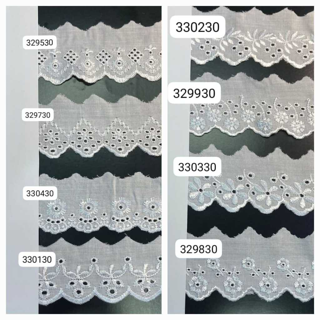 Renda Katun Bordir kain mukena lebar 5 cm -  15 yds