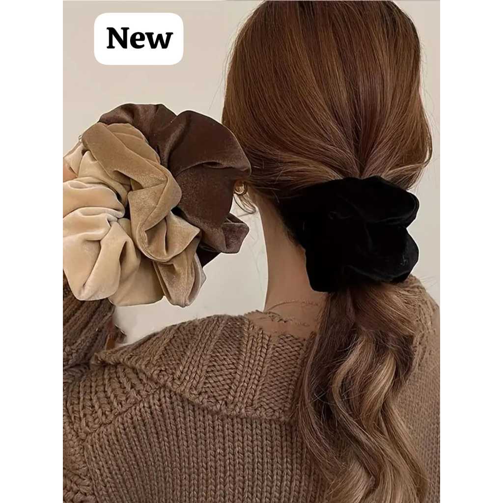 Bellino - Ikat Rambut Bludru Besar Kunciran Rambut Schrunche Shiny Wanita Korea Jepol Hijab Jumbo