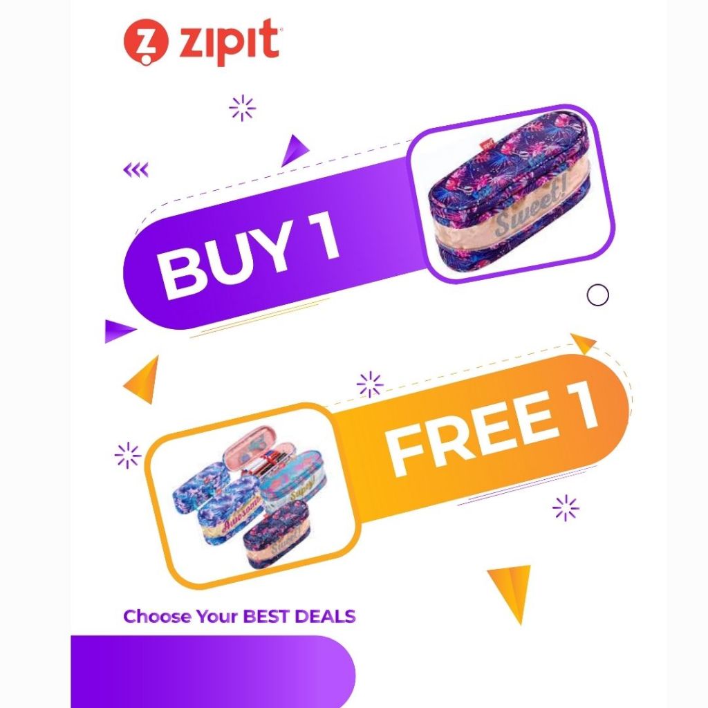 

TWIN PACK (BUY 1 GET 1 FREE) Zipit Expandable Pencil Case - Sweet