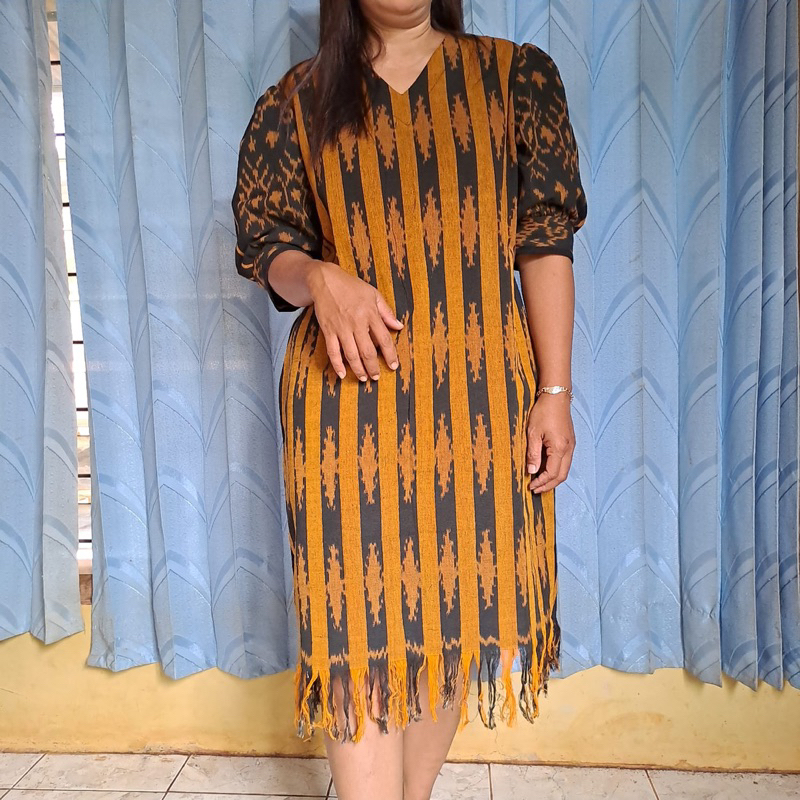 Dress tenun wanita - Baju tenun wanita - Dress tenun modern