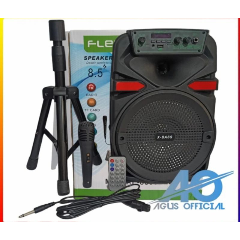 SEPEKER BLUETOOTH KARAOKE FLECO 8,5INCh FRE MIK BONUS TRIPOT MIC KABEL