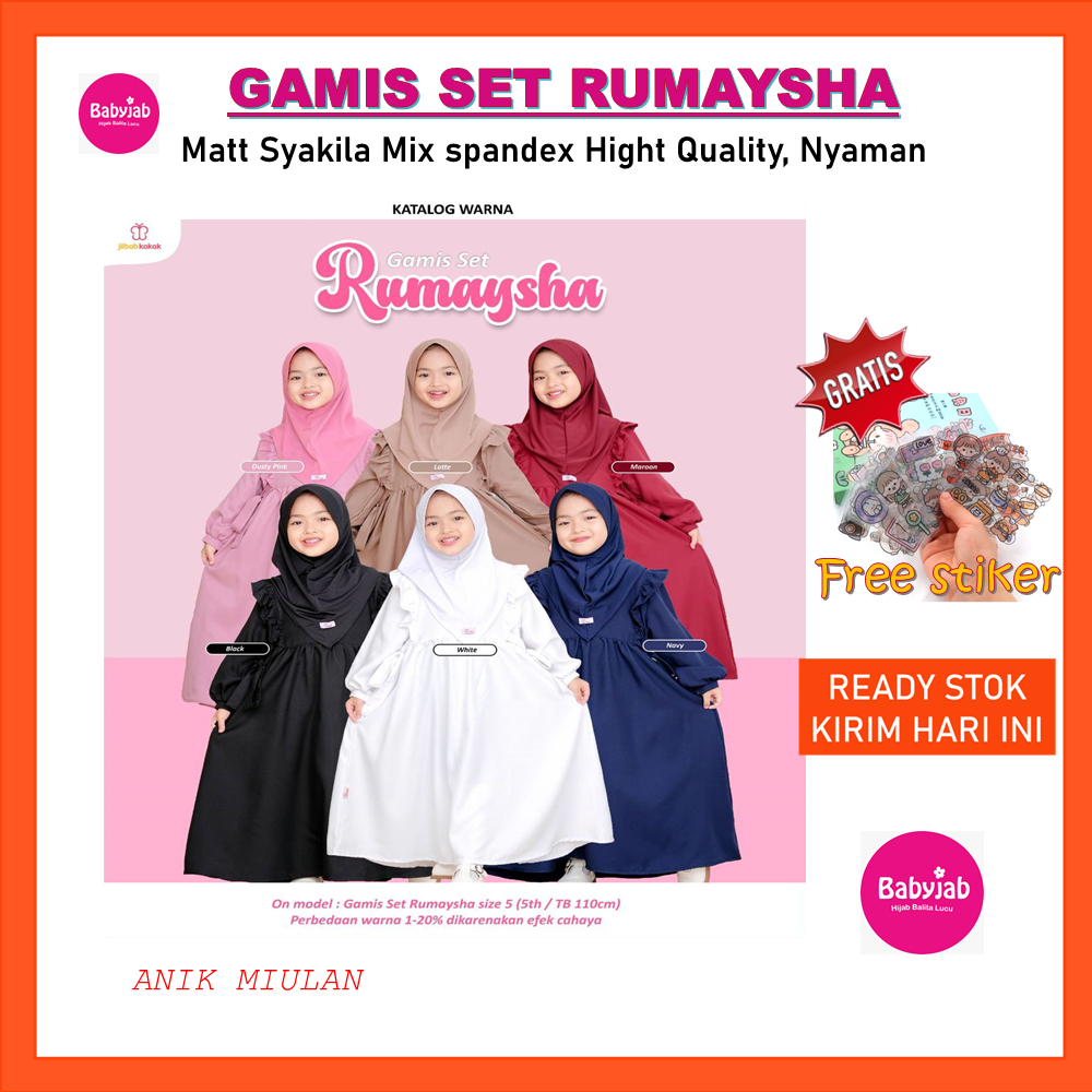 GAMIS SET RUMAYSHA - BABYJAB - BAHAN MATT SHAKILLA - GAMIS ANAK