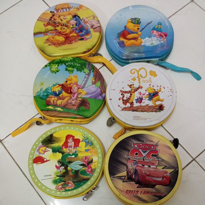 Tas tempat simpan kotak bag CD DVD isi 24 cd bahan kaleng motif kartun