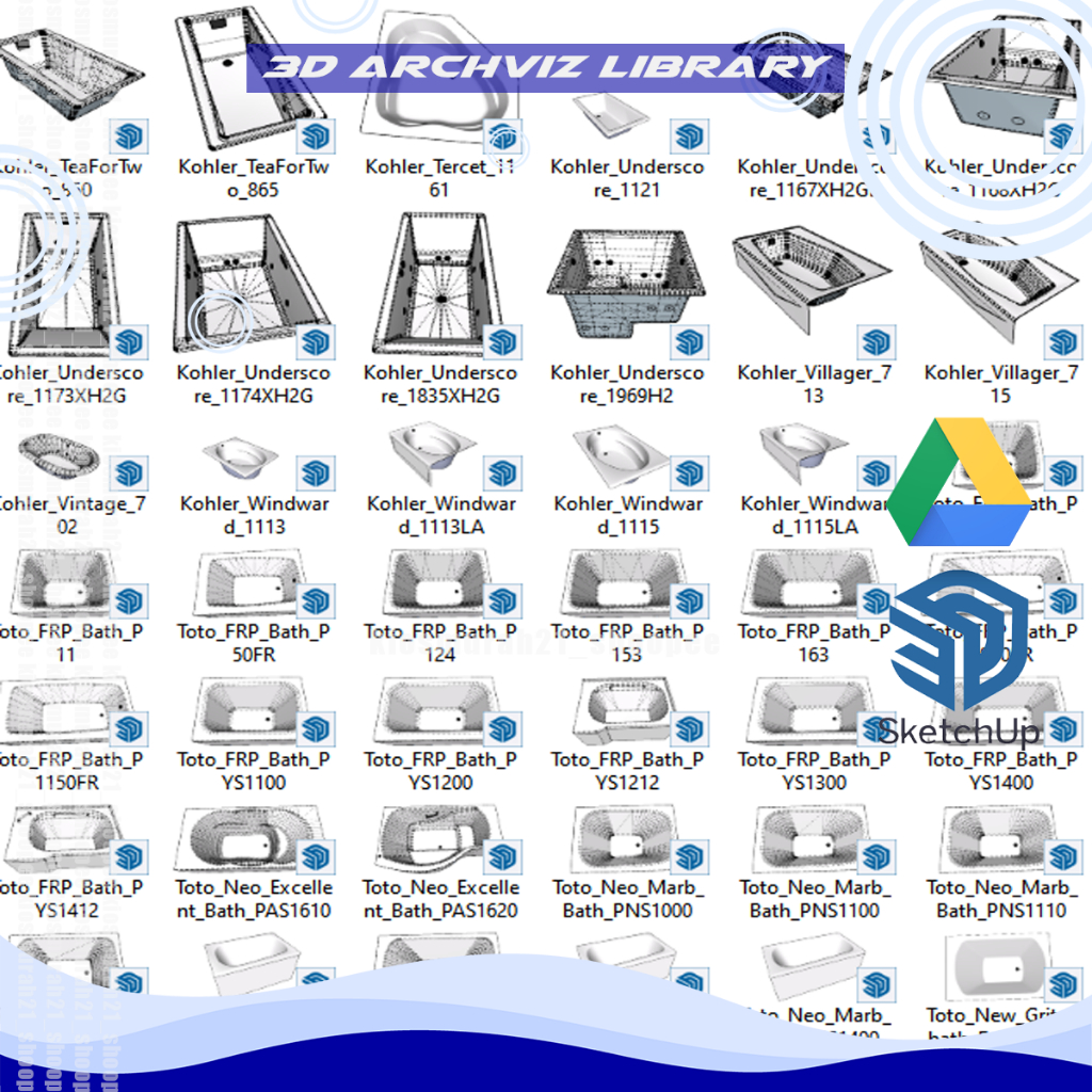 130 Baths Sketchup Model Asset Library