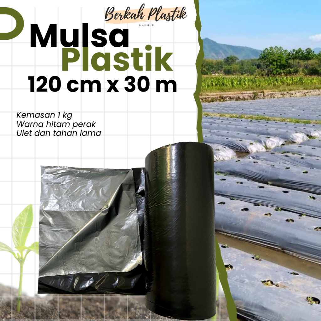 Plastik Mulsa Hitam Perak Ukuran 120 CM X 30 M Ulet Awet Murah