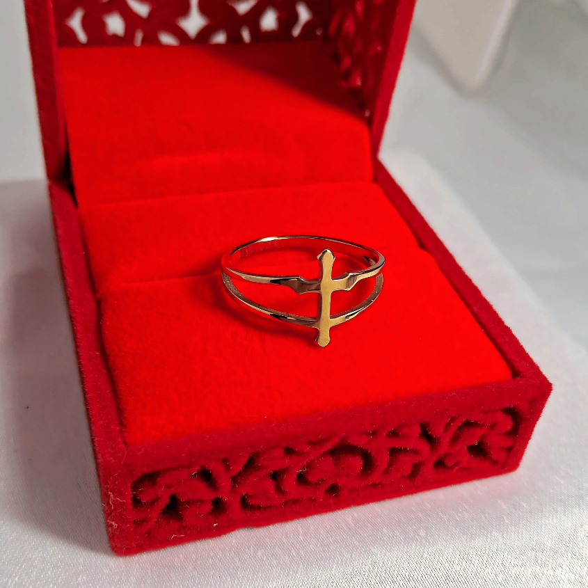 Cincin Salib Kristiani Gold Premium Stainless Steel Anti Karat Unisex Ring