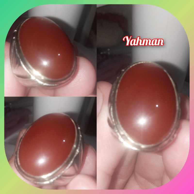 Cincin Batu Akik Yaman Red Chalcedony Jumbo Natural