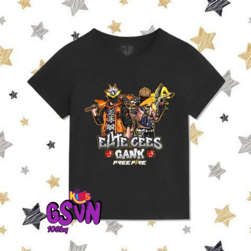 KAOS BAJU ANAK - KIDS TSHIRT TEE GAME FREE FIRE FF FREEFIRE ELITE CEES GANK ELIT CS GENG GENK SG 2JT