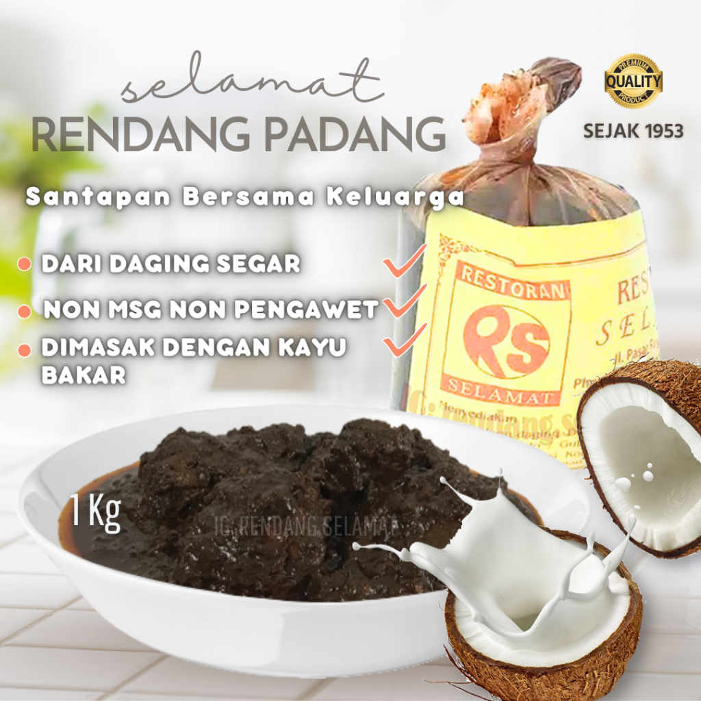 

Rendang Daging Sapi Selamat Padang 1Kg Makanan Instan Siap Saji