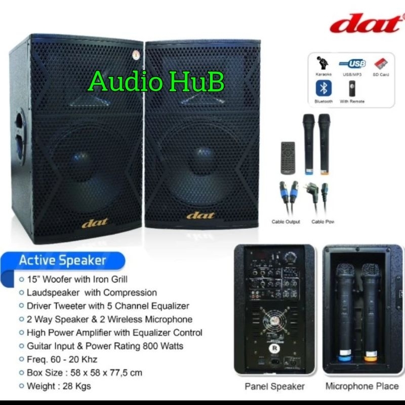 Speaker Aktif Dat F15 F-15 Original Active Dat 15 Inch Sepasang 2 Unit Bluetooth