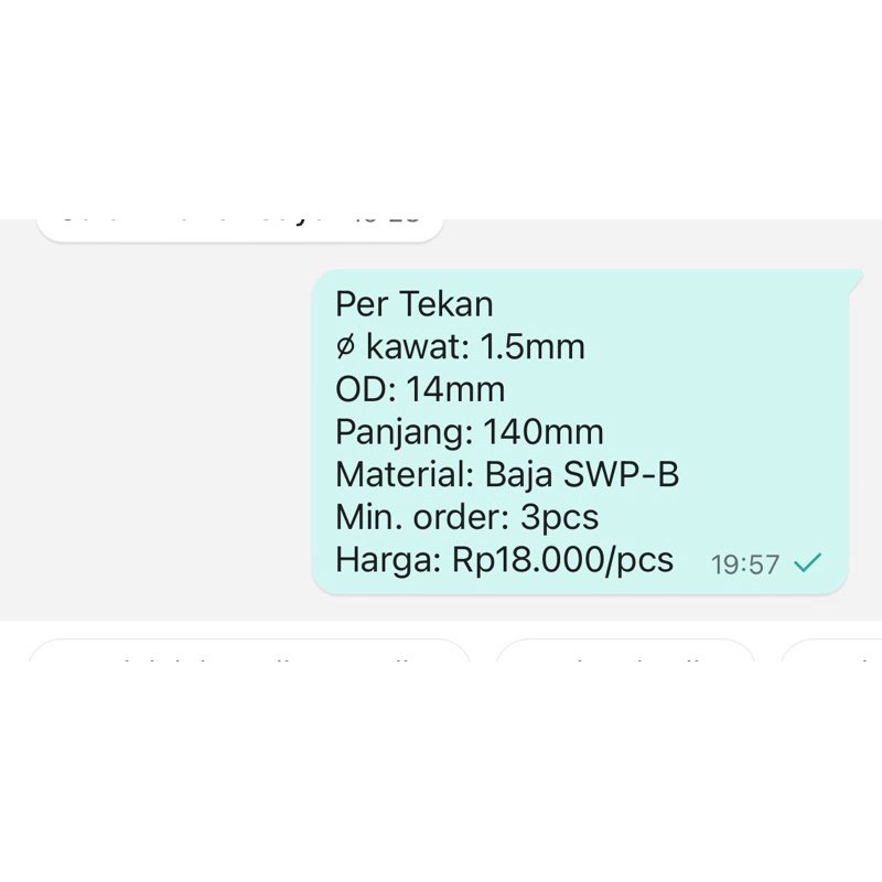 per Spring Pegas Tekan OD 14mm Kawat 1,5mm Panjang 140mm Baja