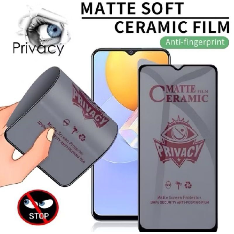 Tempered Glass Full Cover Ceramic Anti SPY VIVO Y17 Anti Gores Matte Glare Minyak Pelindung Layar TG