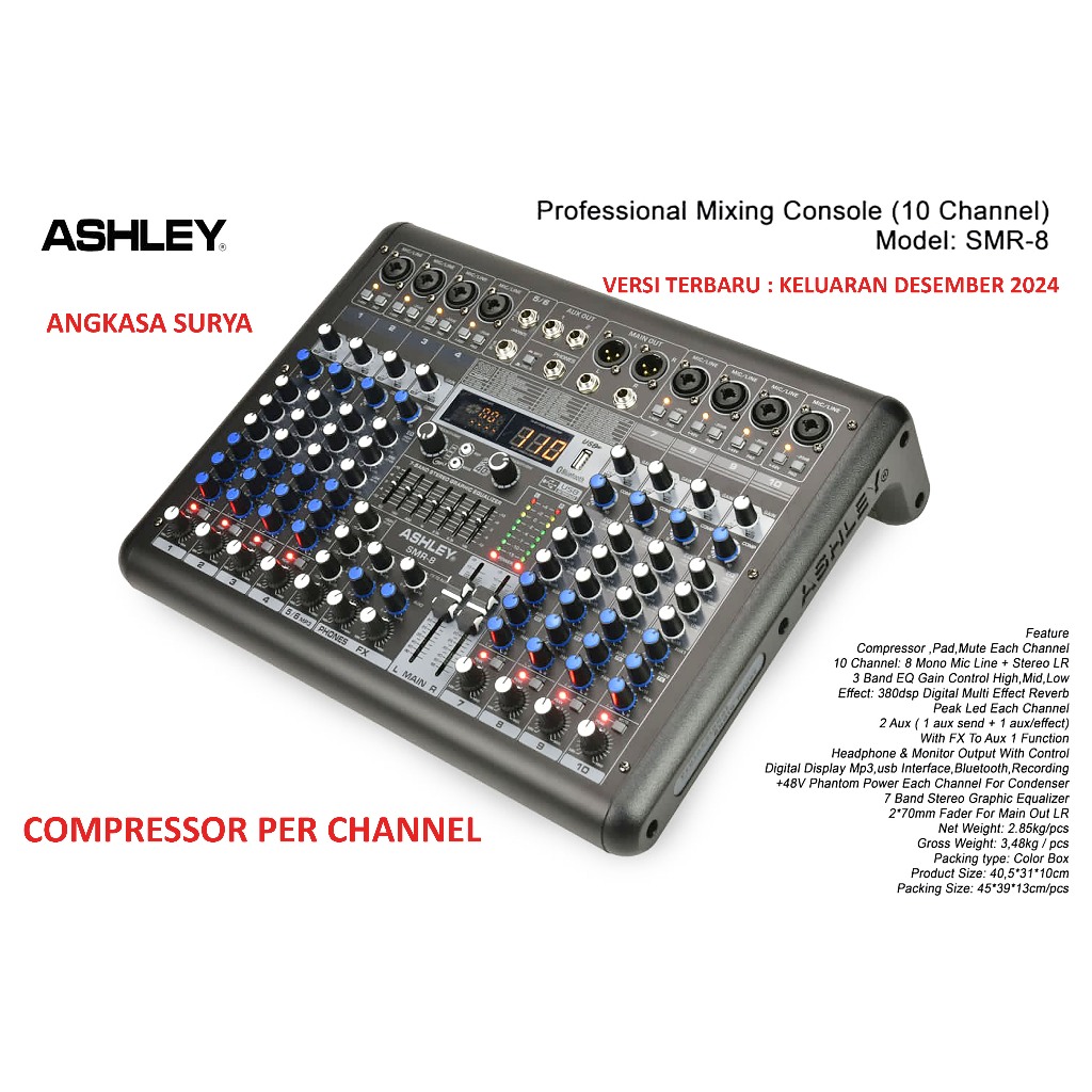 Mixer Ashley SMR 8 ORIGINAL / MIXER 8 channel  AUDIO ASHLEY SMR8 Compressor Tiap Channel