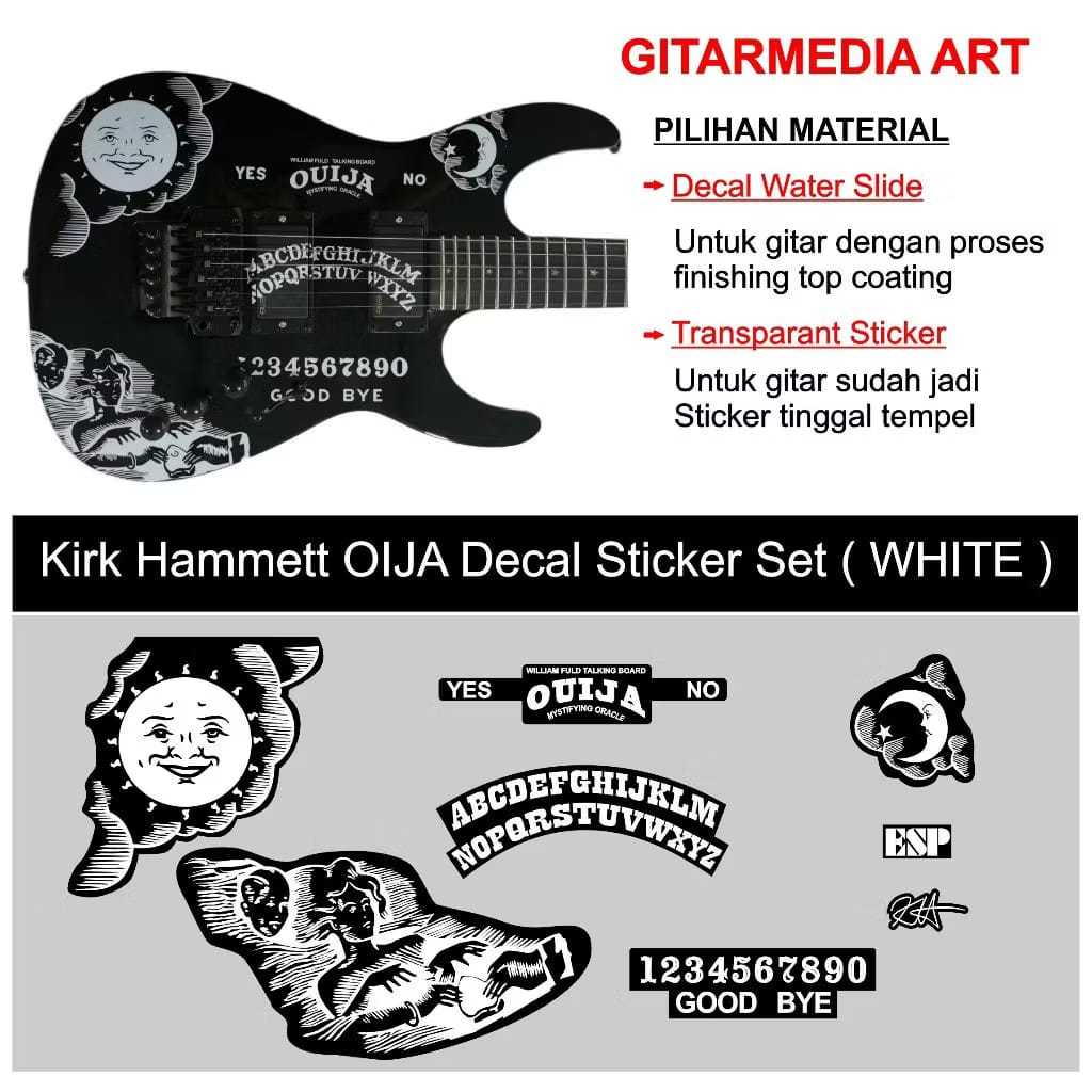 STICKER DECAL OUIJA GUITAR LTD ESP KIRK HAMMETT-STIKER OUIJA KIRK HAMMETT- DECAL GITAR OUIJA